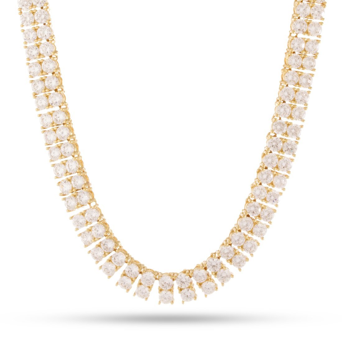 8mm Double-Row Tennis Chain  in  Gold Plated / 14K Gold / 18" by King Ice