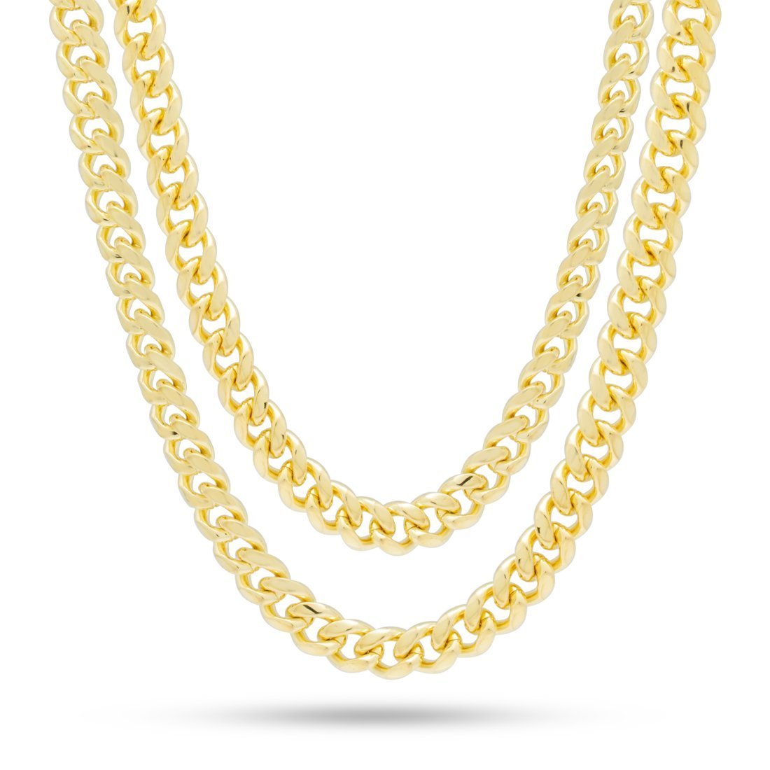 8mm Miami Cuban Link Chain Choker Set  in  Gold Plated / 14K Gold / 18"/20" by King Ice