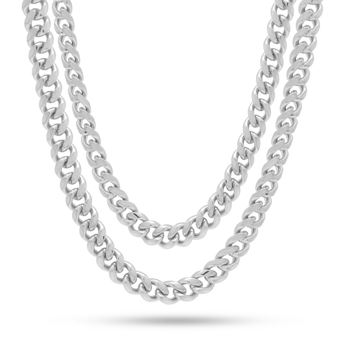 8mm Miami Cuban Link Chain Choker Set  in  Gold Plated / White Gold / 18"/20" by King Ice