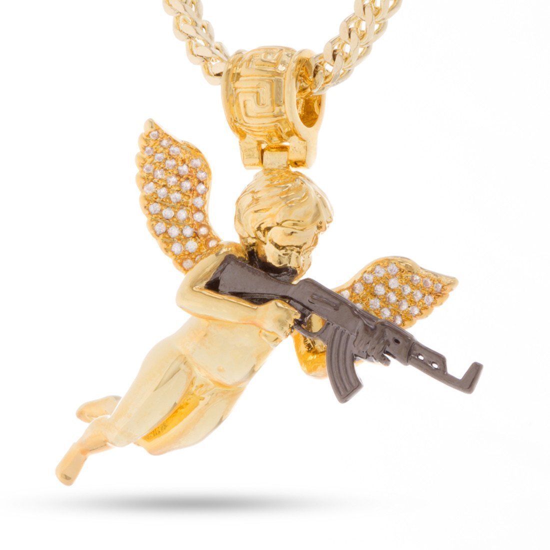 Archangel of Reprisal Necklace  in  14K Gold / 1.6" by King Ice