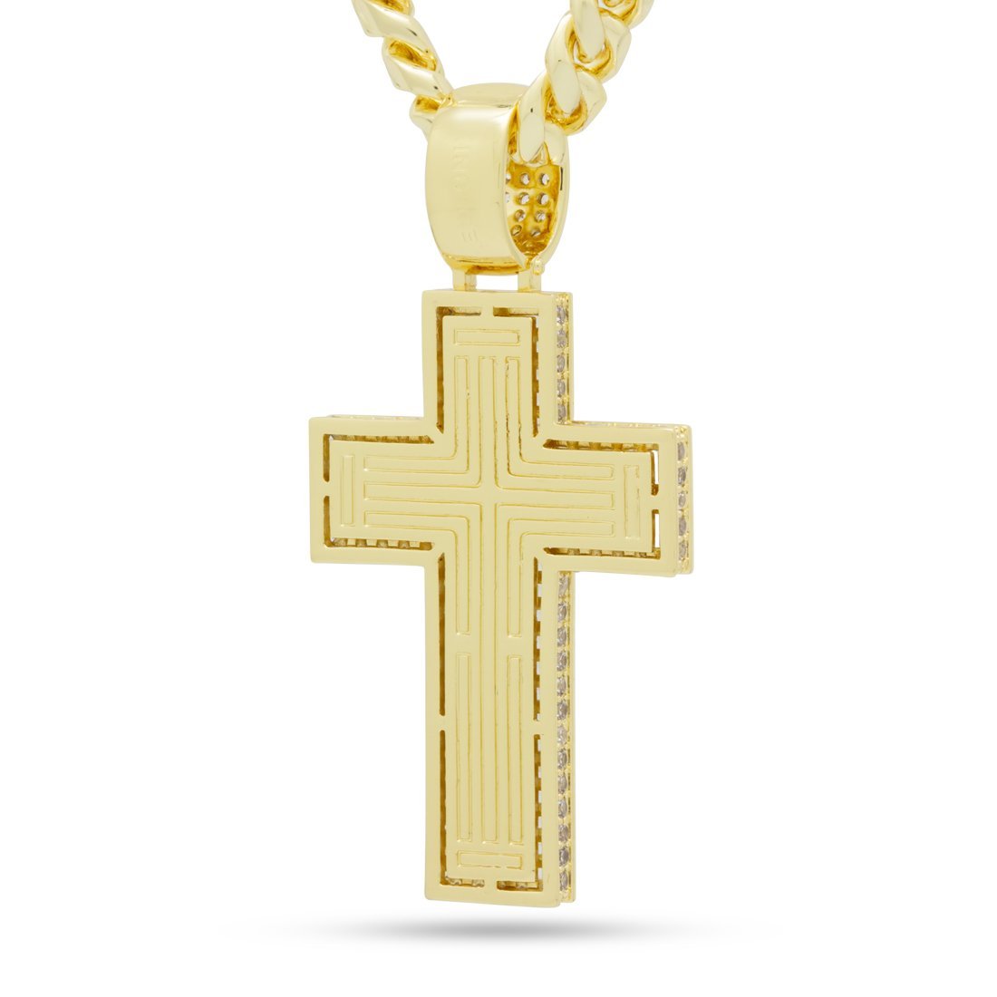 Baguette Cut Cross Necklace  in  by King Ice