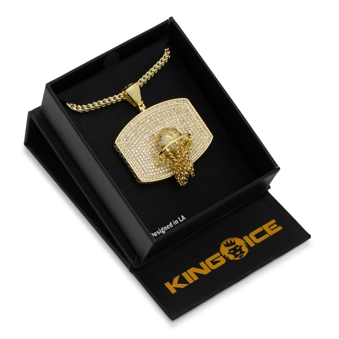 Basketball Necklace  in  14K Gold / 1.3" by King Ice