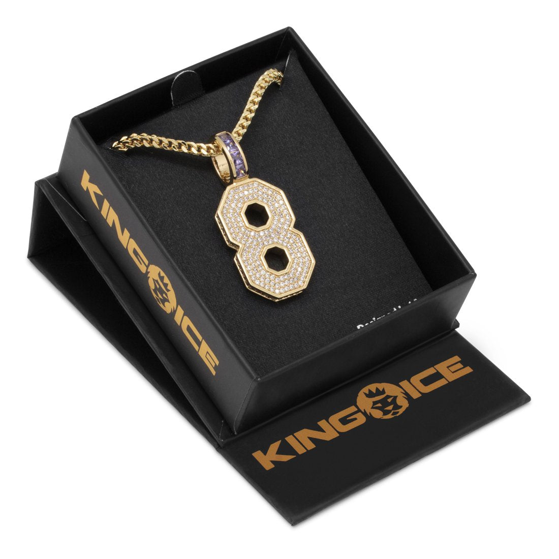 Black Mamba Classic Number 8 Necklace  in  14K Gold / 1.7" by King Ice