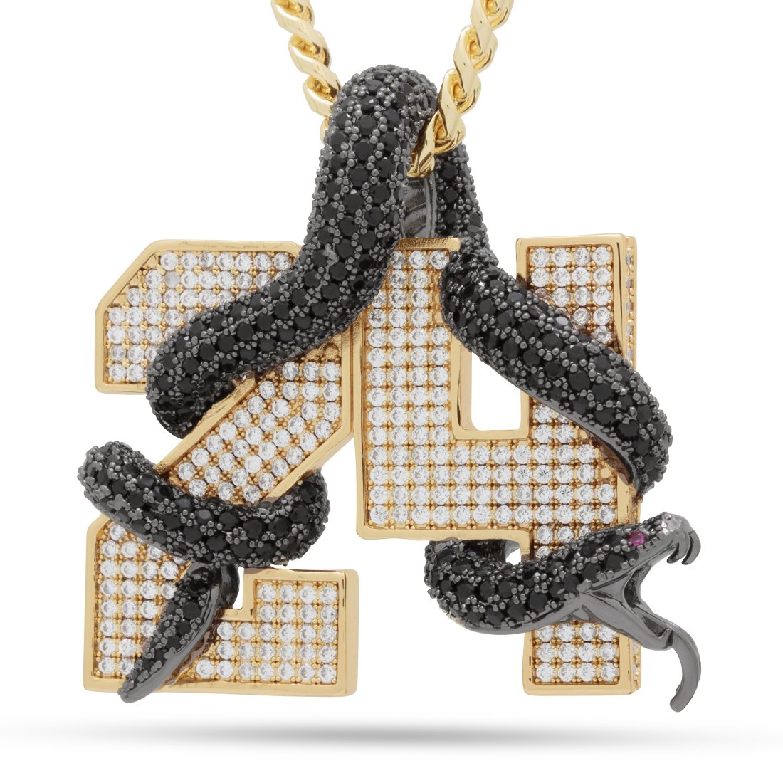 Black Mamba Number 24 Necklace  in  14K Gold / 2.1" by King Ice