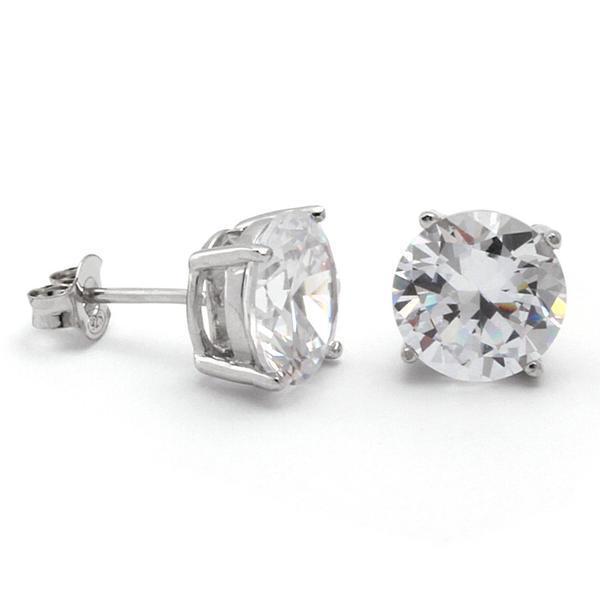 Brilliant-Cut Stud Earrings  in  Sterling Silver / White Gold / 5mm by King Ice