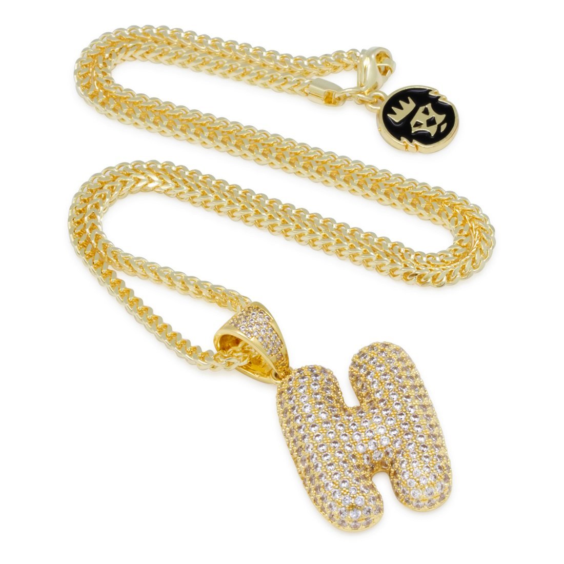 Bubble Letter H Necklace  in  14K Gold / 1.7" by King Ice