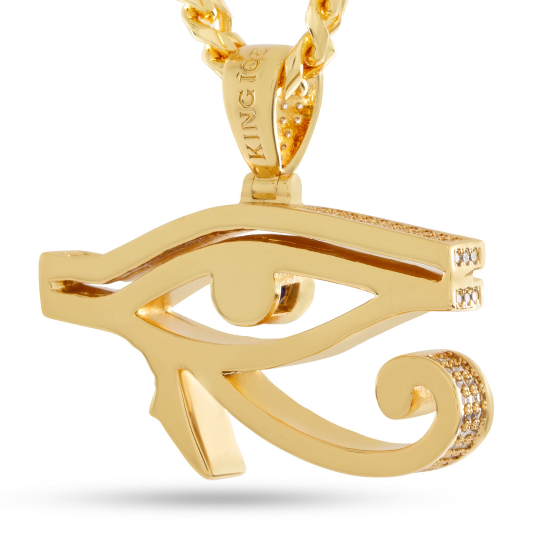 Cerulean Eye of Ra Necklace  in  14K Gold / 1.4" by King Ice