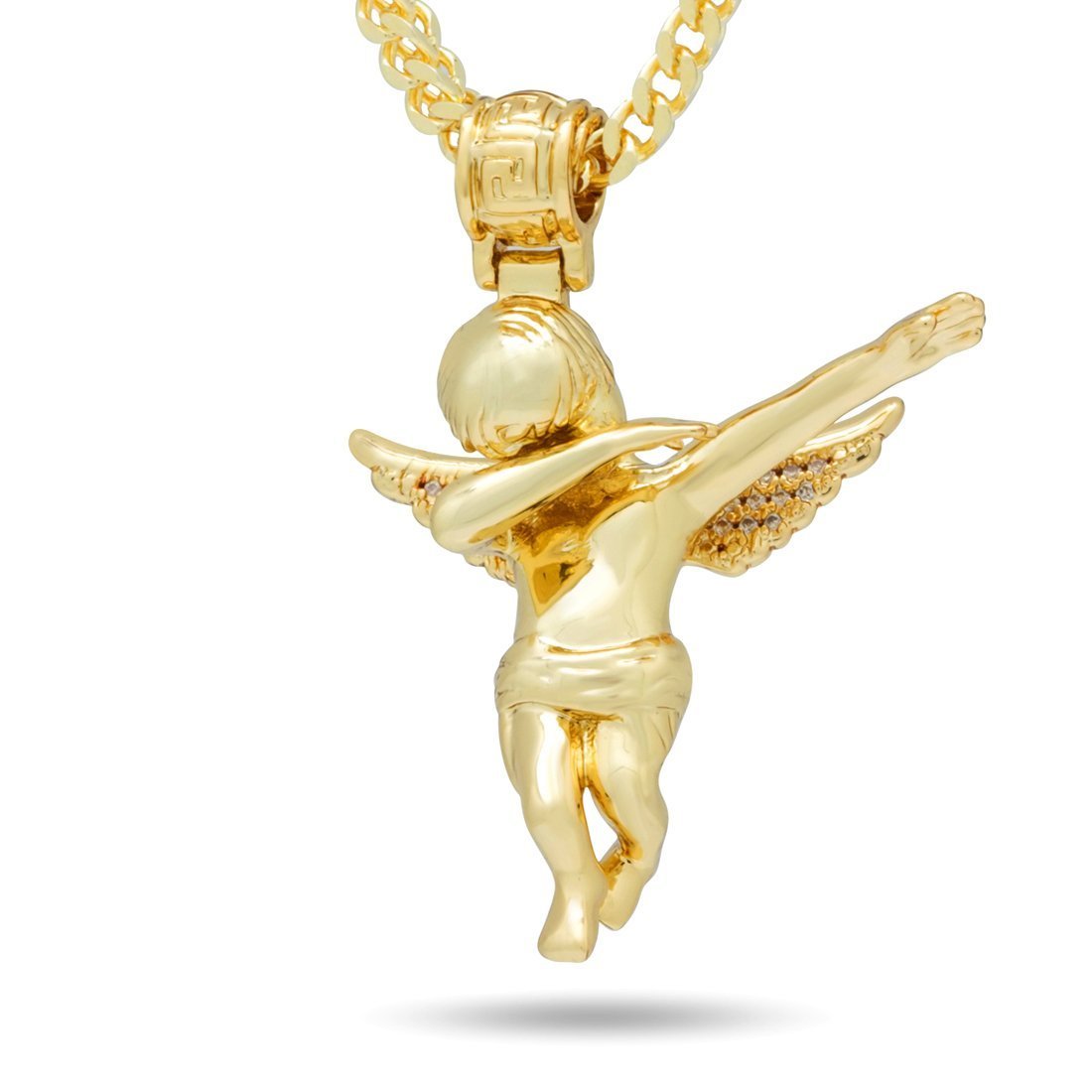 Dabbing Angel Necklace  in  14K Gold / 1.6" by King Ice