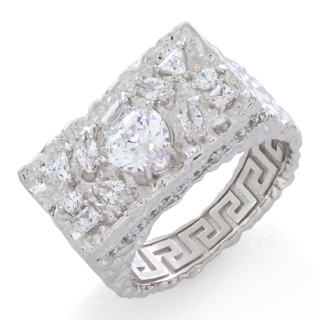 Diamond in the Rough Ring  in  Sterling Silver / White Gold / 7 by King Ice