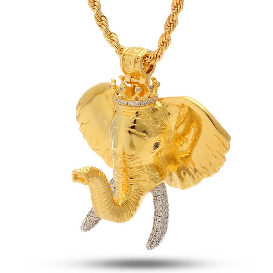 Elephant Necklace  in  14K Gold / 2.3" by King Ice