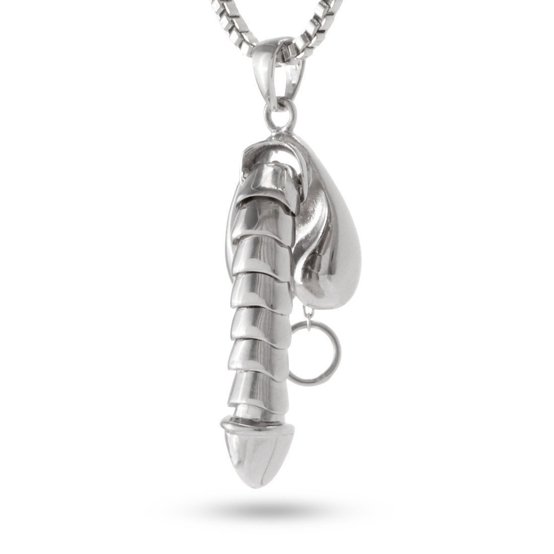 Erotic Erecting Penis Necklace  in  White Gold / 1.5" by King Ice