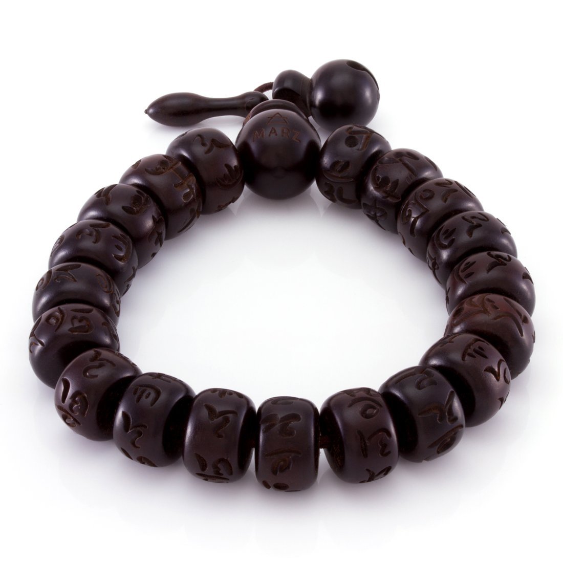 Flattened Chinese Wood Beaded Bracelet  in  by King Ice