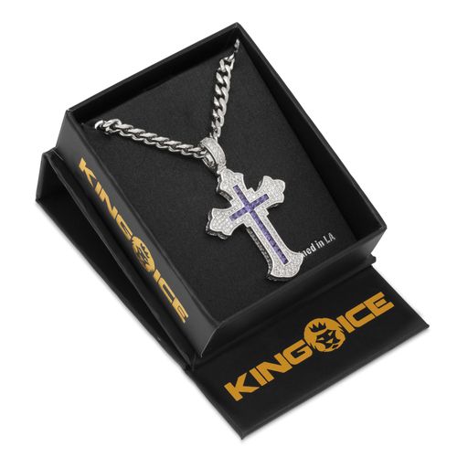 Fleur de Lis Cross Necklace  in  by King Ice