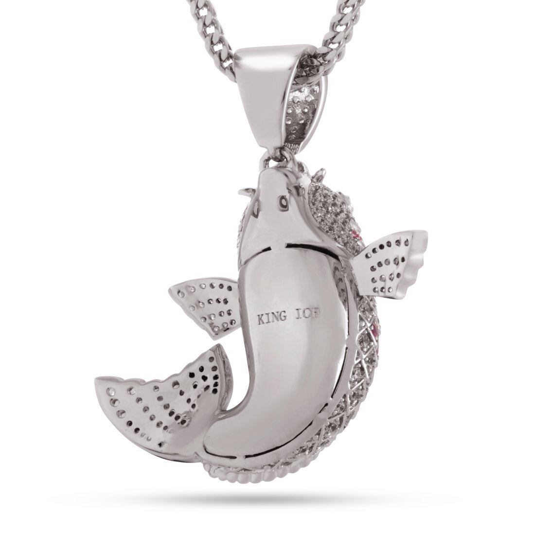 Gin Rin Kohaku Koi Fish Necklace  in  White Gold / 2.1" by King Ice