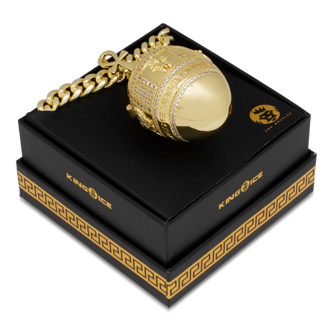 Golden Stash Egg of the Pharaoh Necklace  in  14K Gold / 3.1" by King Ice