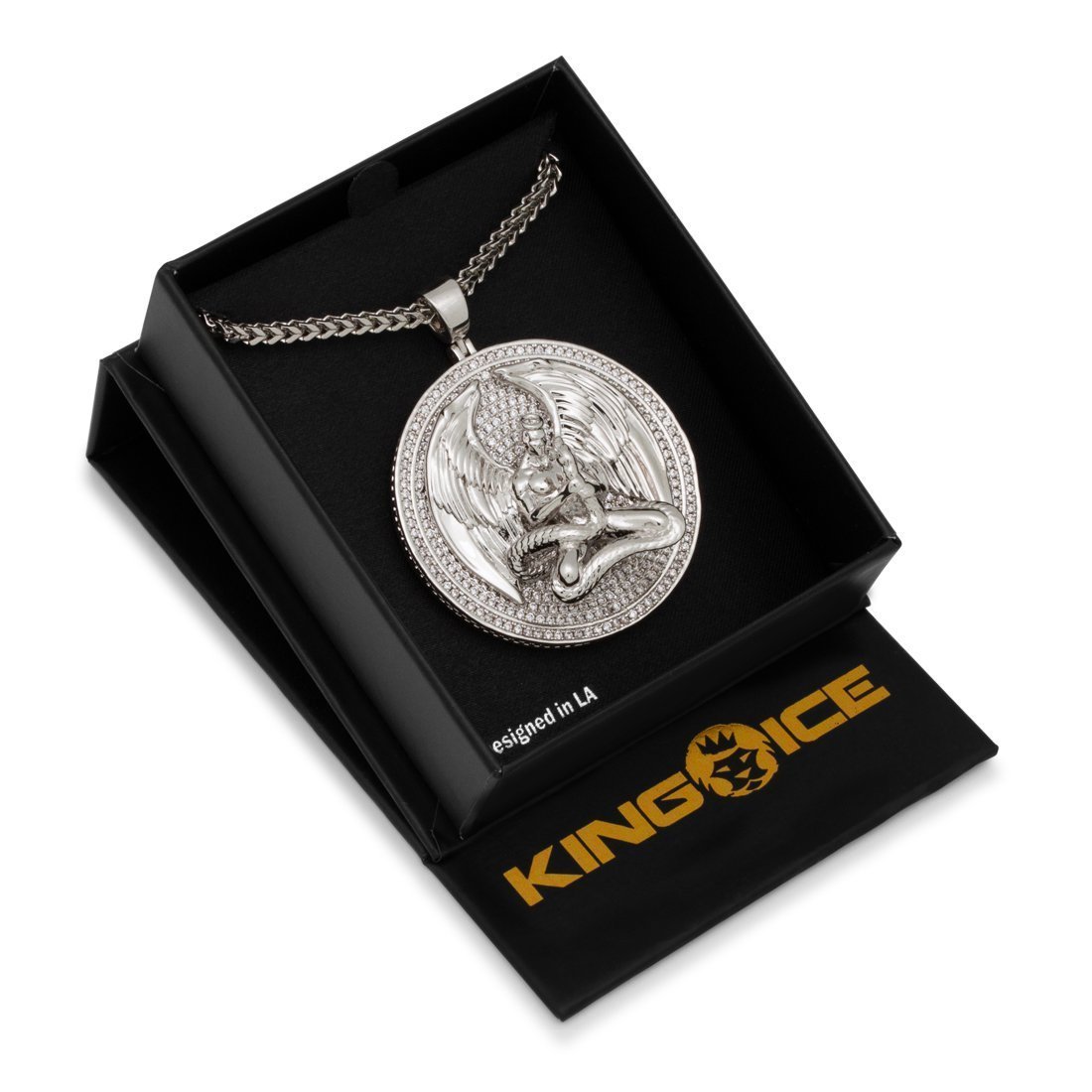 Good vs. Evil Angel Medallion Necklace  in  by King Ice