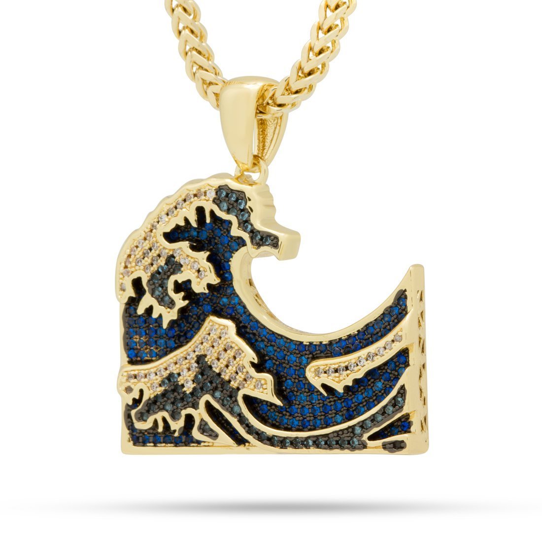 Great Wave Necklace  in  14K Gold / 1.5" by King Ice