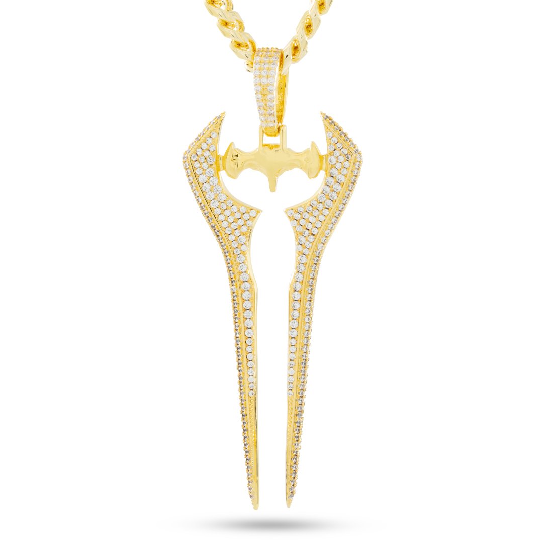 Halo x King Ice - Iced Energy Sword Necklace  in  14K Gold / 2.7" by King Ice