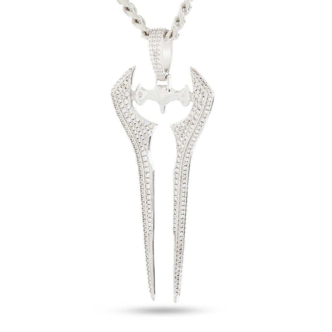 Halo x King Ice - Iced Energy Sword Necklace  in  White Gold / 2.7" by King Ice