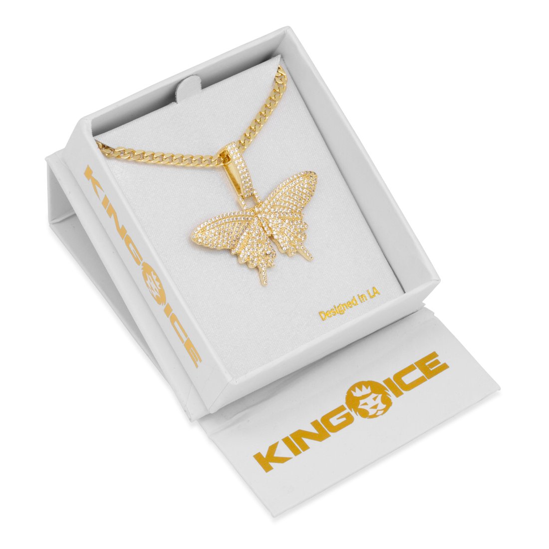 Iced Butterfly Necklace  in  by King Ice