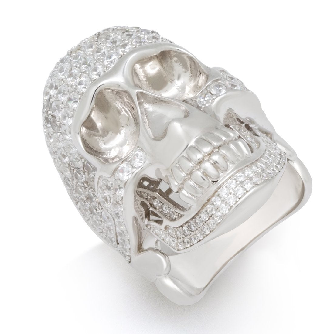 Iced Death Ring  in  Sterling Silver / White Gold / 7 by King Ice