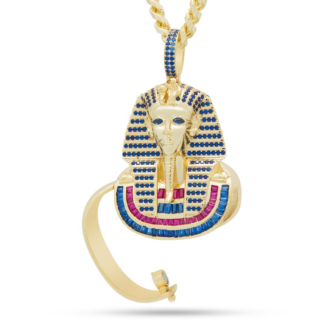 Iced King Tut Stash Necklace  in  14K Gold / 2.1" by King Ice