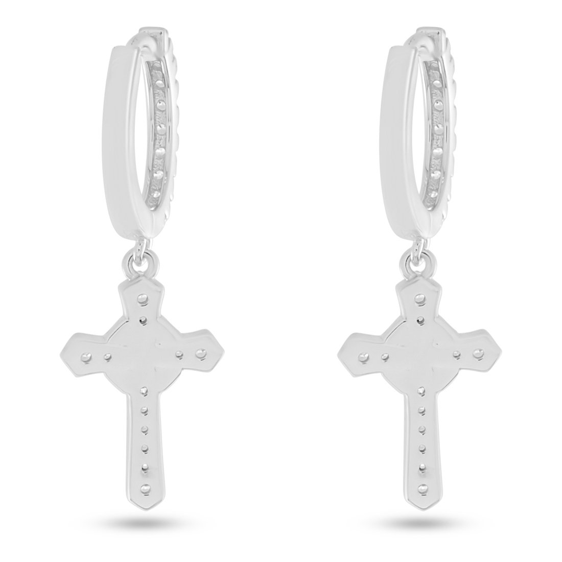 Iced Wrapped Cross Earrings  in  by King Ice