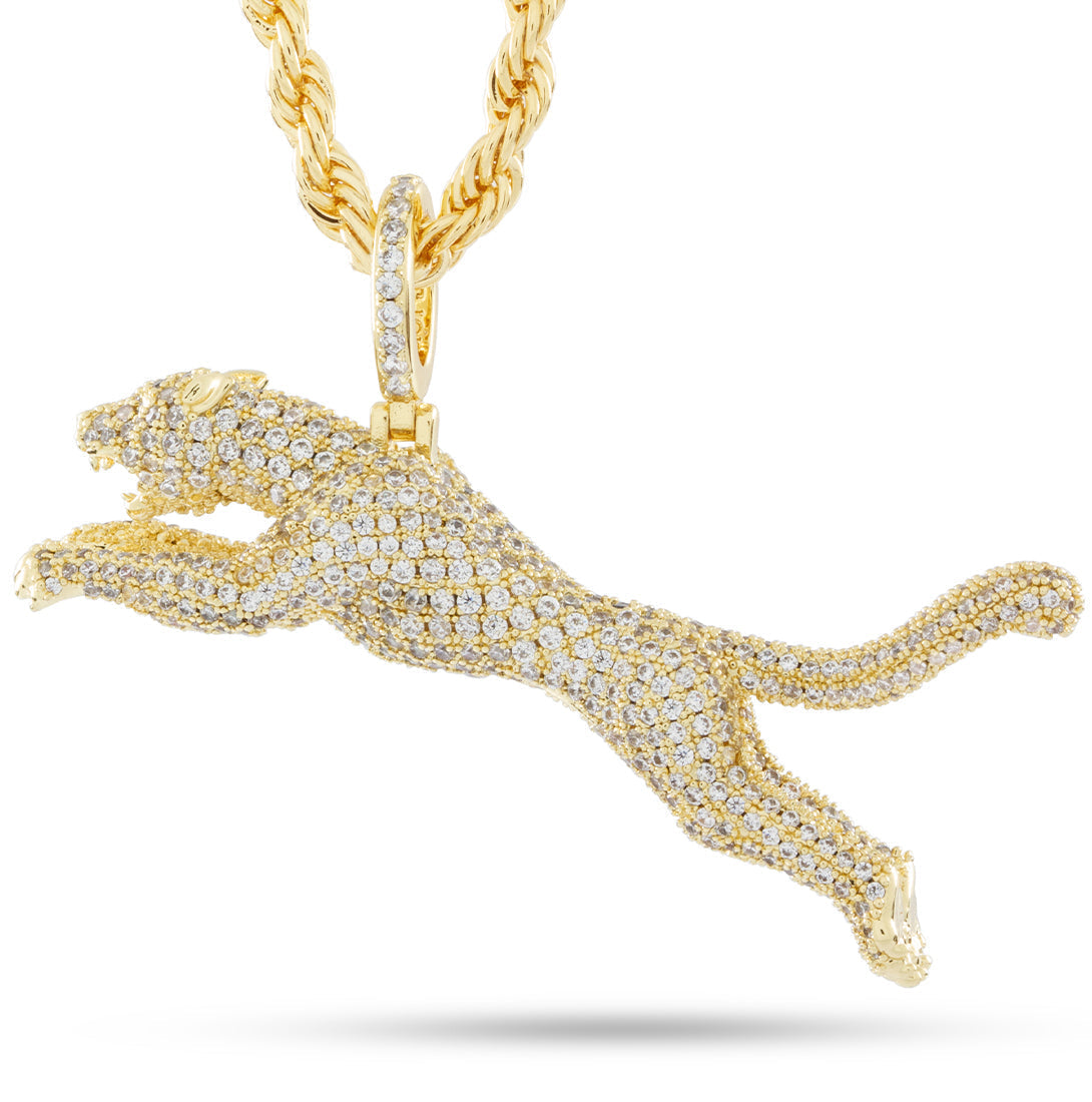 Jaguar Necklace  in  14K Gold / 1.9" by King Ice