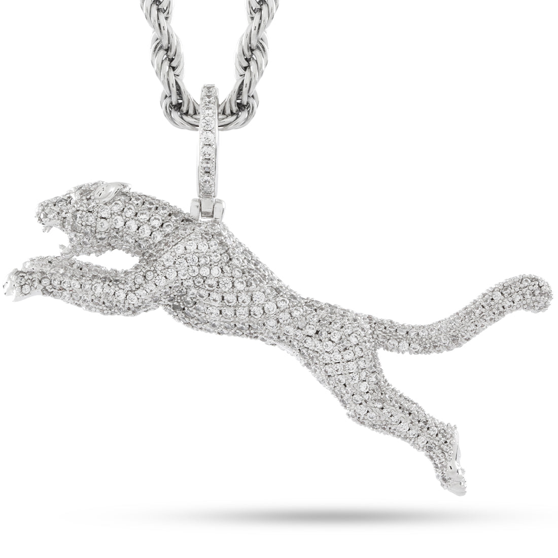 Jaguar Necklace  in  White Gold / 1.9" by King Ice