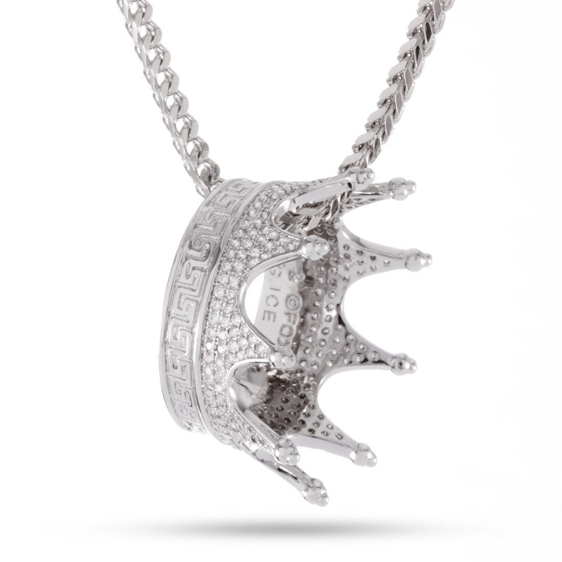 Kings Crown Necklace  in  White Gold / 1.2" by King Ice