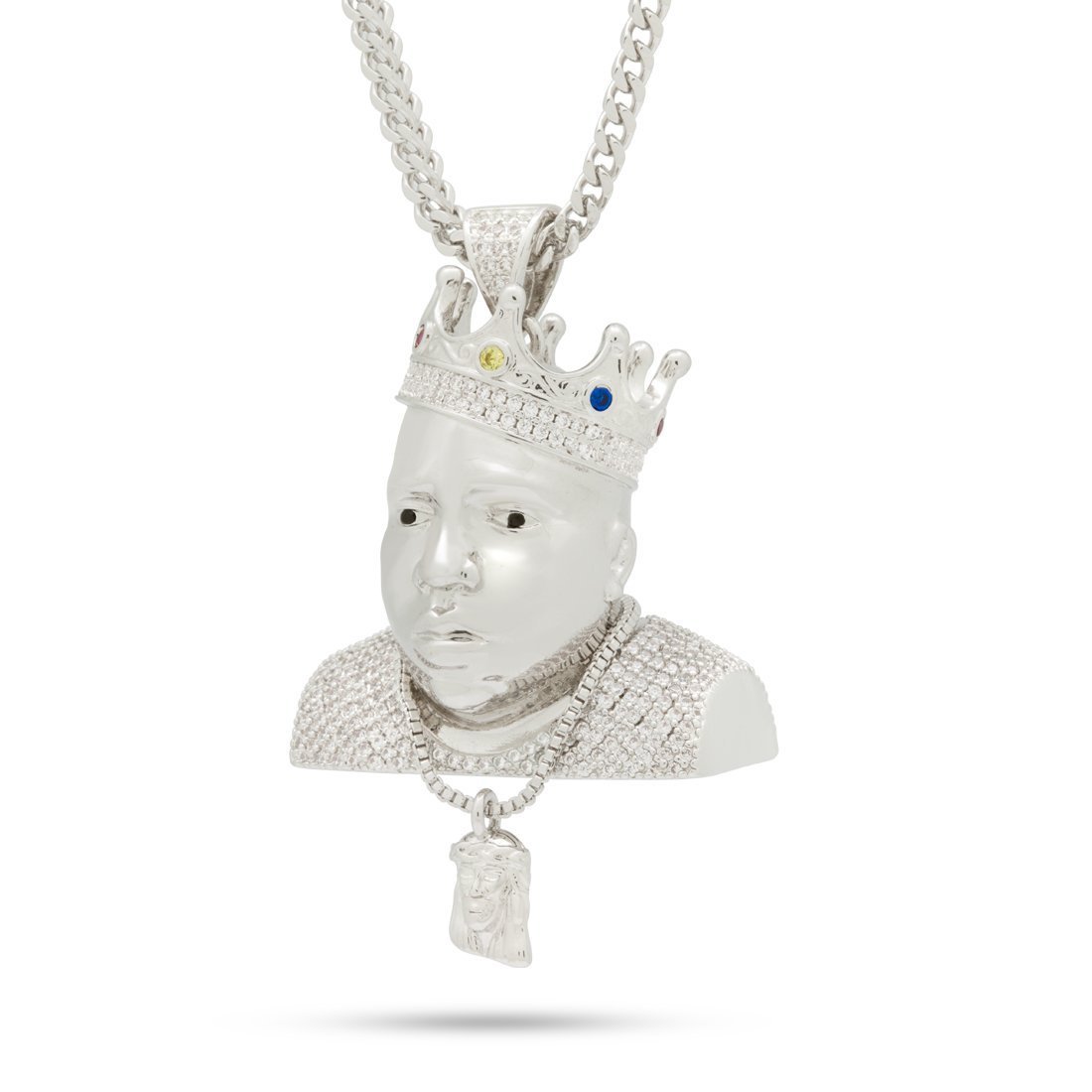 Notorious B.I.G. x King Ice - Big Poppa Necklace  in  White Gold / 1.6" by King Ice