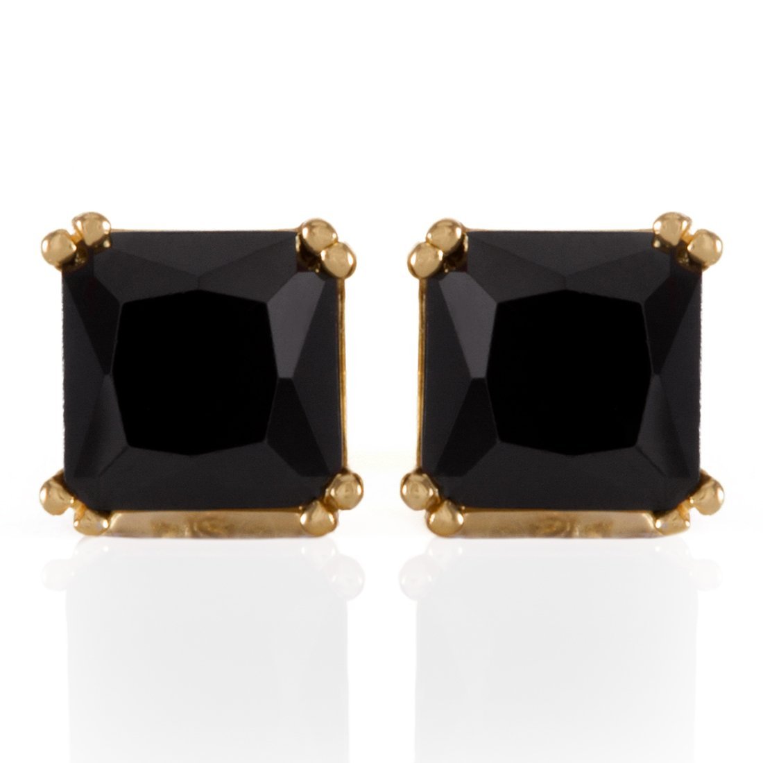 Onyx Princess-Cut Stud Earrings  in  by King Ice