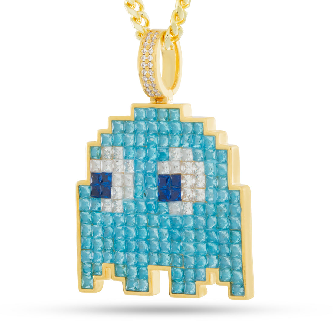 PAC-MAN x King Ice - Pixel Inky Necklace  in  Gold Plated / 14K Gold / 1.7" by King Ice