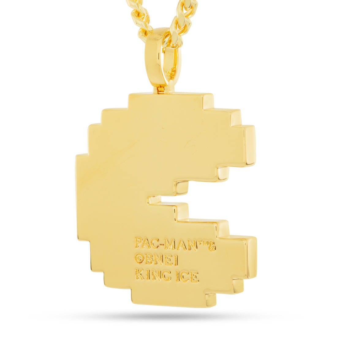 PAC-MAN x King Ice - Pixel Pacman Necklace  in  Gold Plated / 14K Gold / 2.3" by King Ice