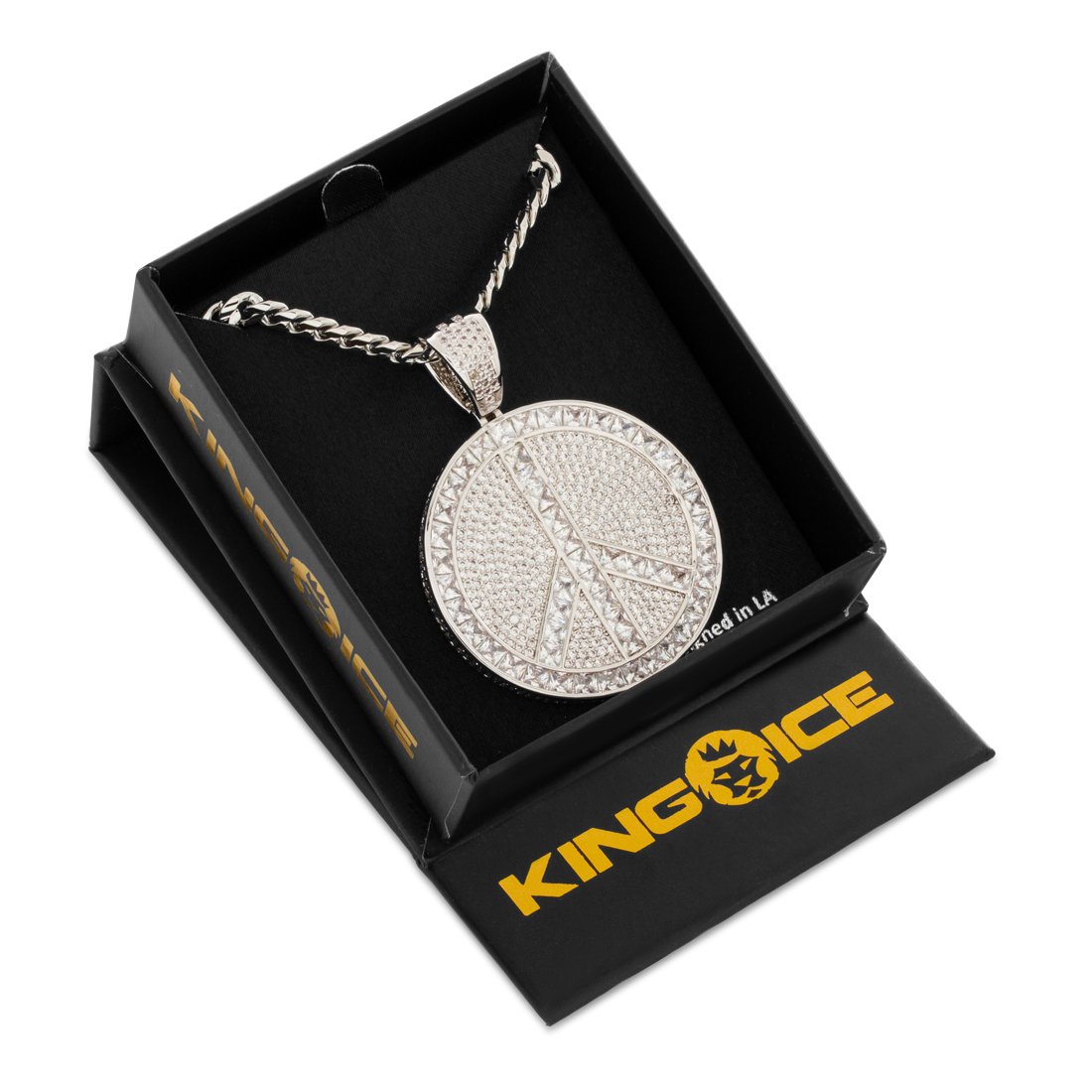 Peace and Love Medallion Necklace  in  by King Ice