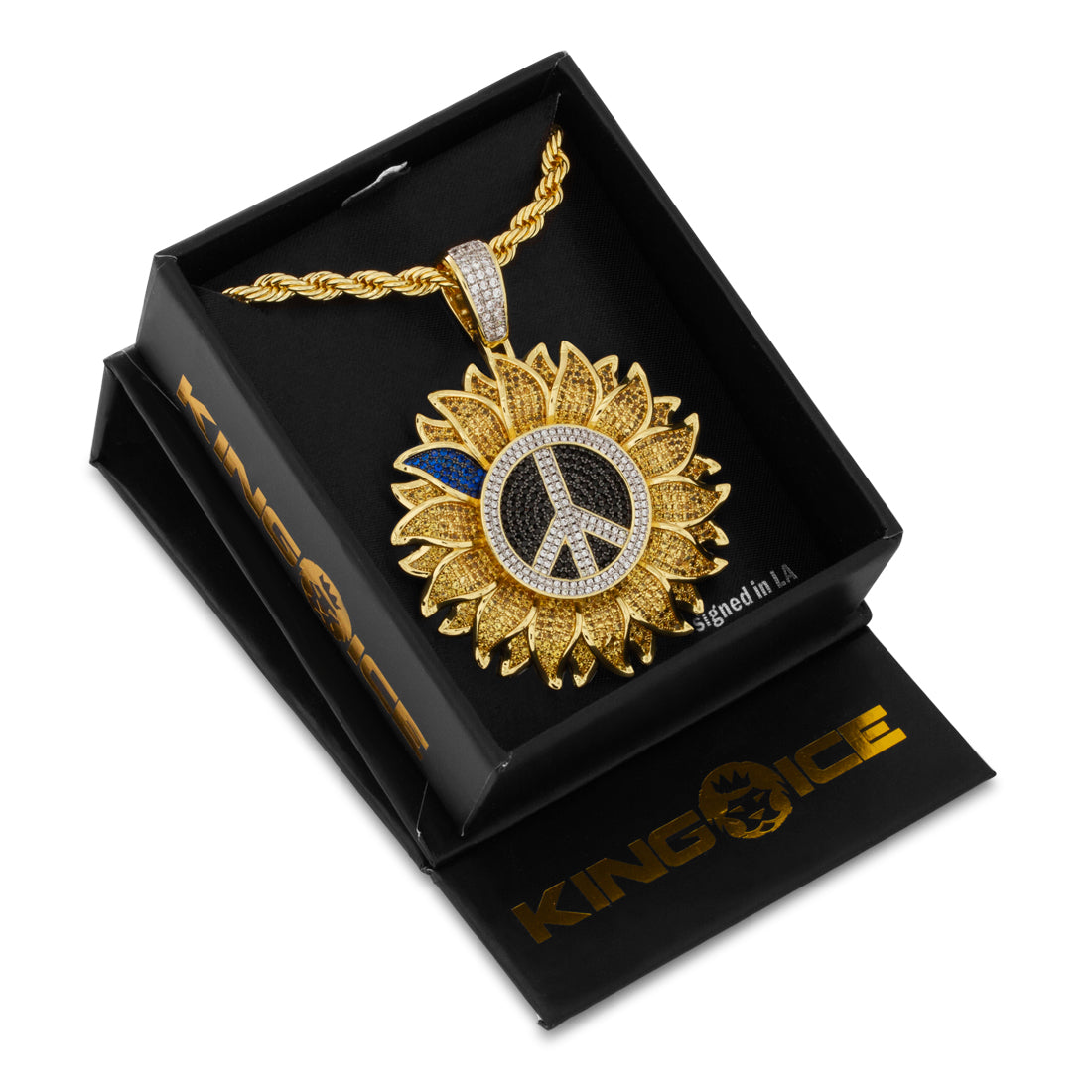 Peace for Ukraine Necklace  in  14K Gold / 2.4" by King Ice