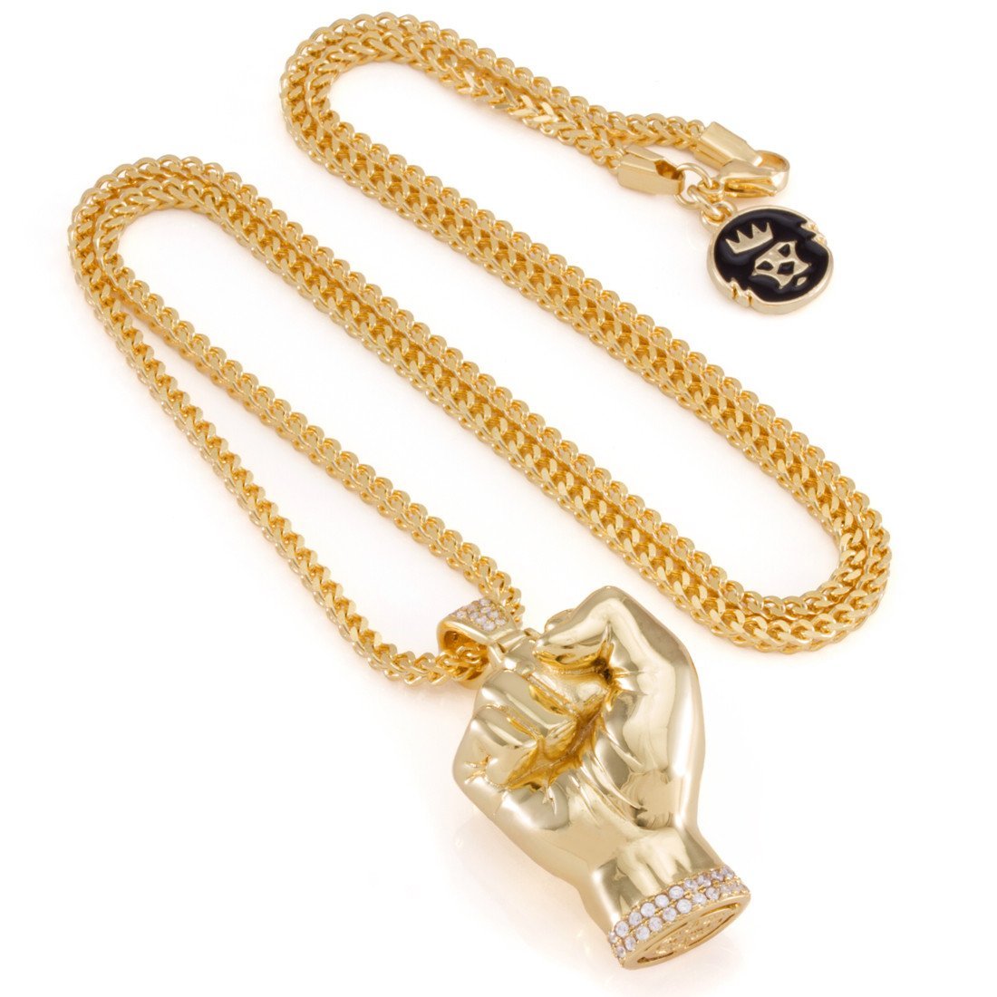 Power Fist Necklace  in  14K Gold / 1.8" by King Ice