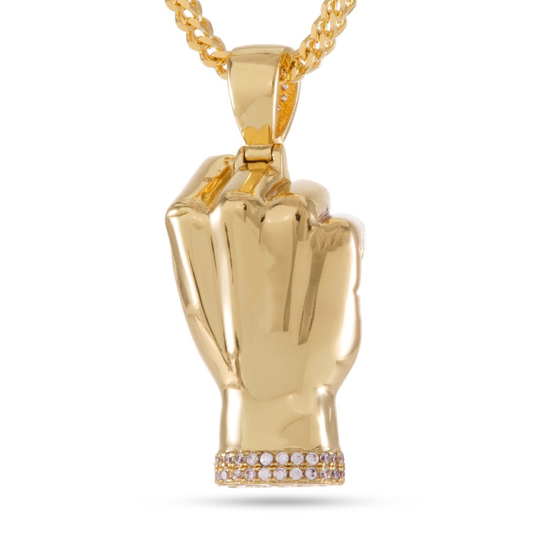 Power Fist Necklace  in  14K Gold / 1.8" by King Ice