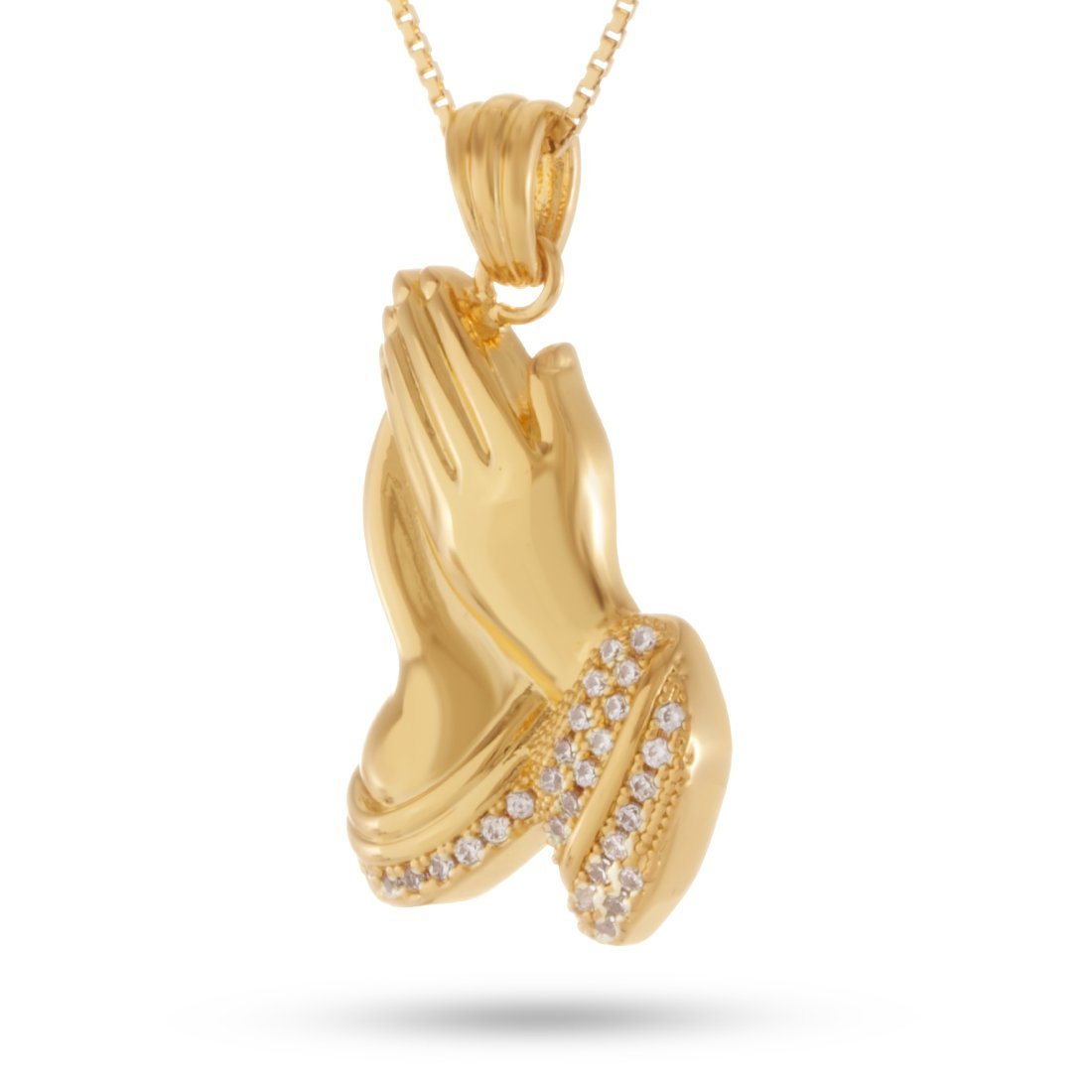 Praying Hands Emoji Necklace  in  14K Gold / 1.4" by King Ice