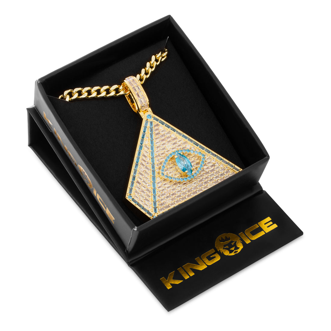 Pyramid of Enlightenment Necklace  in  14K Gold / 2.5" by King Ice