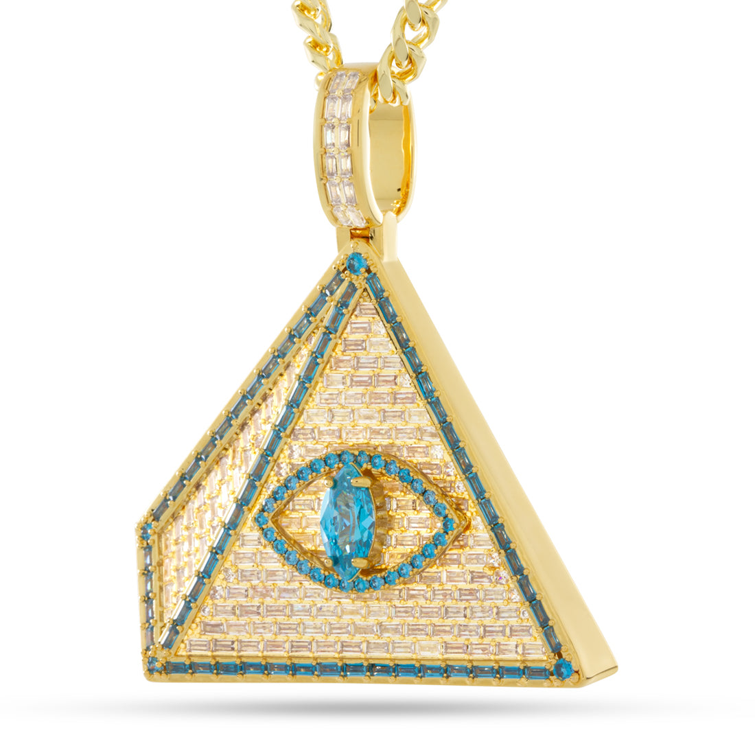 Pyramid of Enlightenment Necklace  in  14K Gold / 2.5" by King Ice