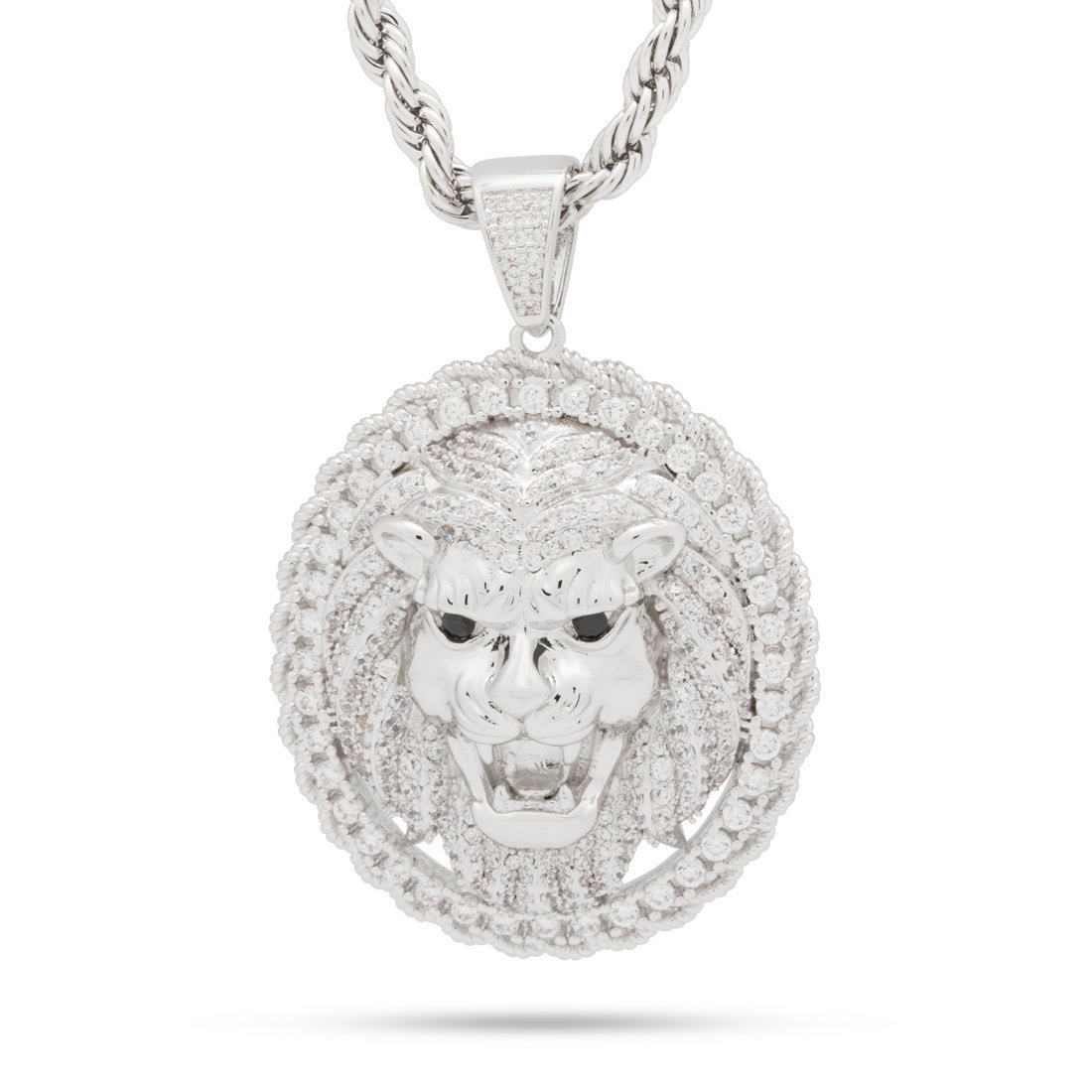 Roaring Lion Medallion Necklace  in  14K Gold / 2.1" by King Ice