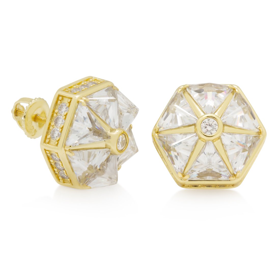 Royalty Stud Earrings  in  Sterling Silver / 14K Vermeil / 14mm by King Ice