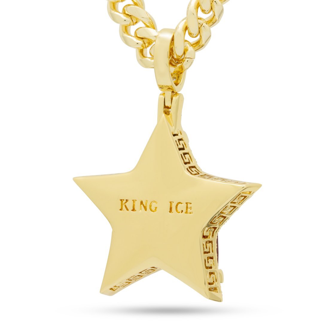 Ruby Star Necklace  in  14K Gold / 2.2" by King Ice