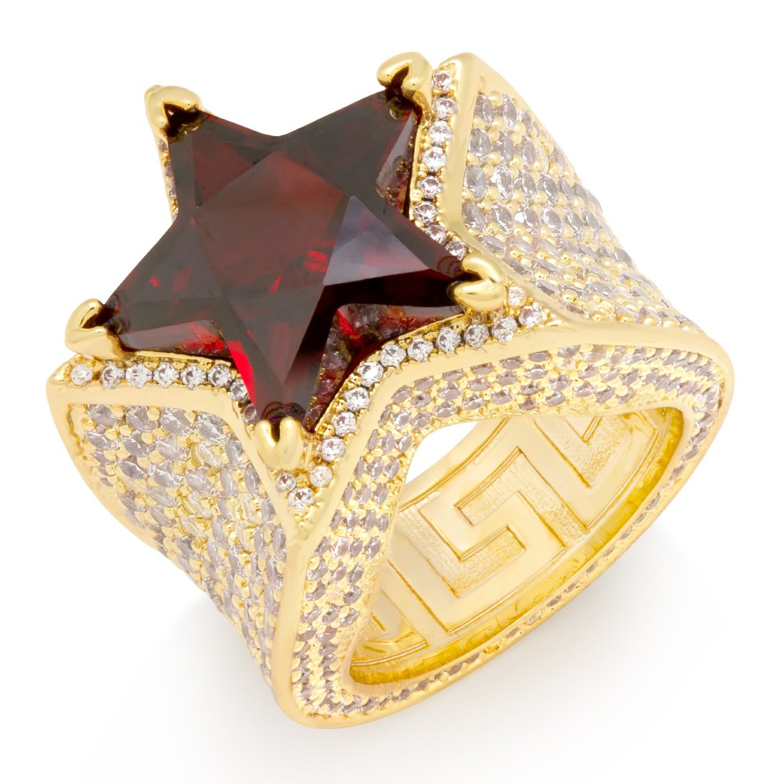 Ruby Star Ring  in  Gold Plated / 14K Gold / 7 by King Ice