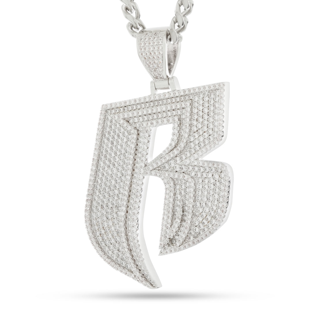 Ruff Ryders Logo Necklace  in  Gold Plated / White Gold / 2.3" by King Ice