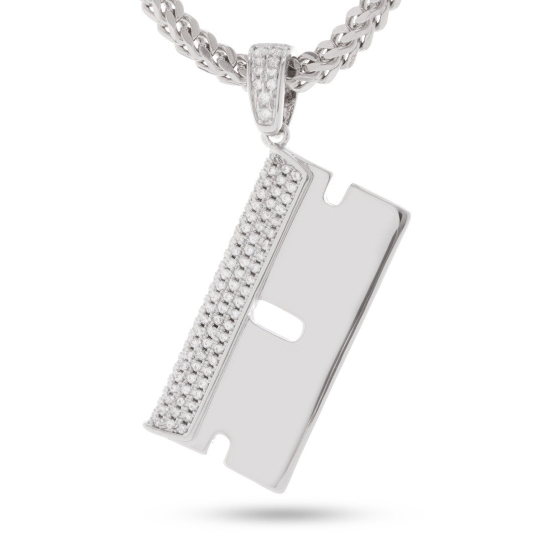 RZR Blade Necklace  in  White Gold / 1.6" by King Ice