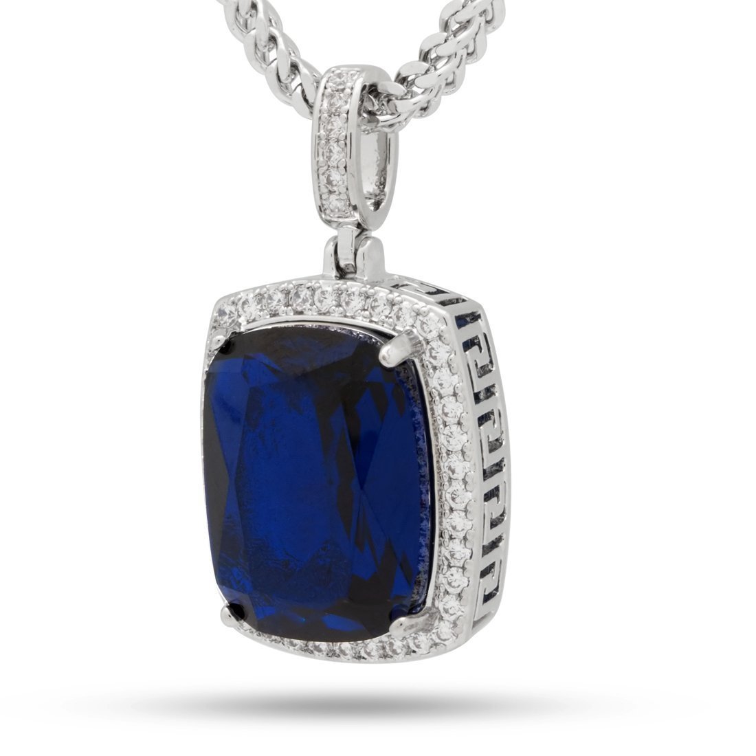 Sapphire Crown Julz Necklace  in  White Gold / 1.5" by King Ice