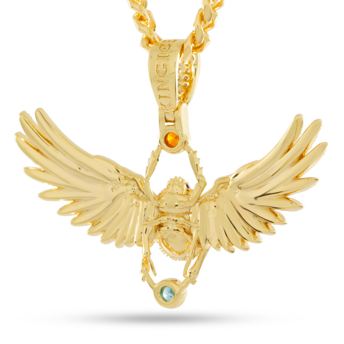 Scarab of Khepri Necklace  in  14K Gold / 1.8" by King Ice