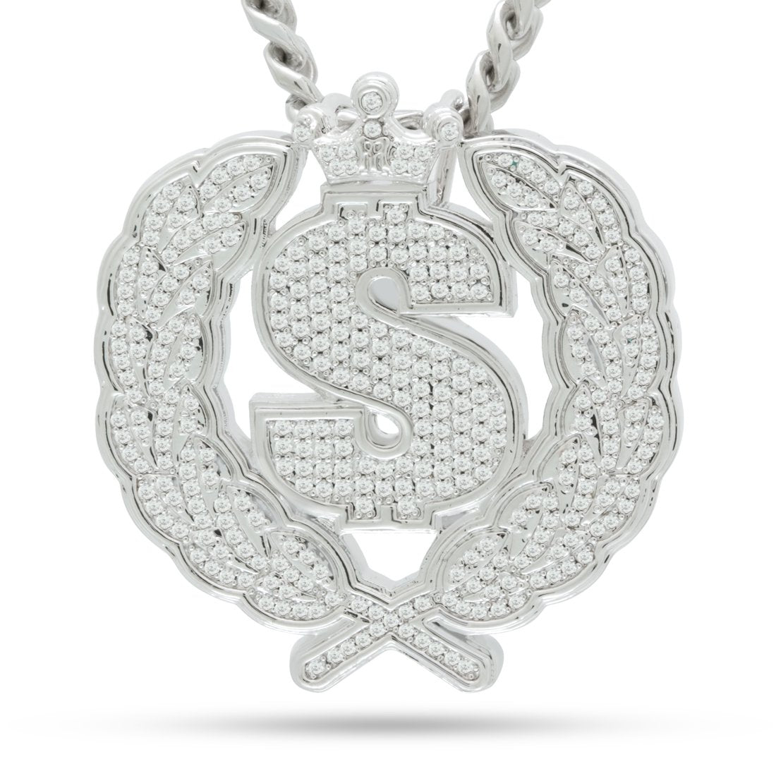 Scarface x King Ice - Cash Empire Necklace  in  White Gold / 1.4" by King Ice